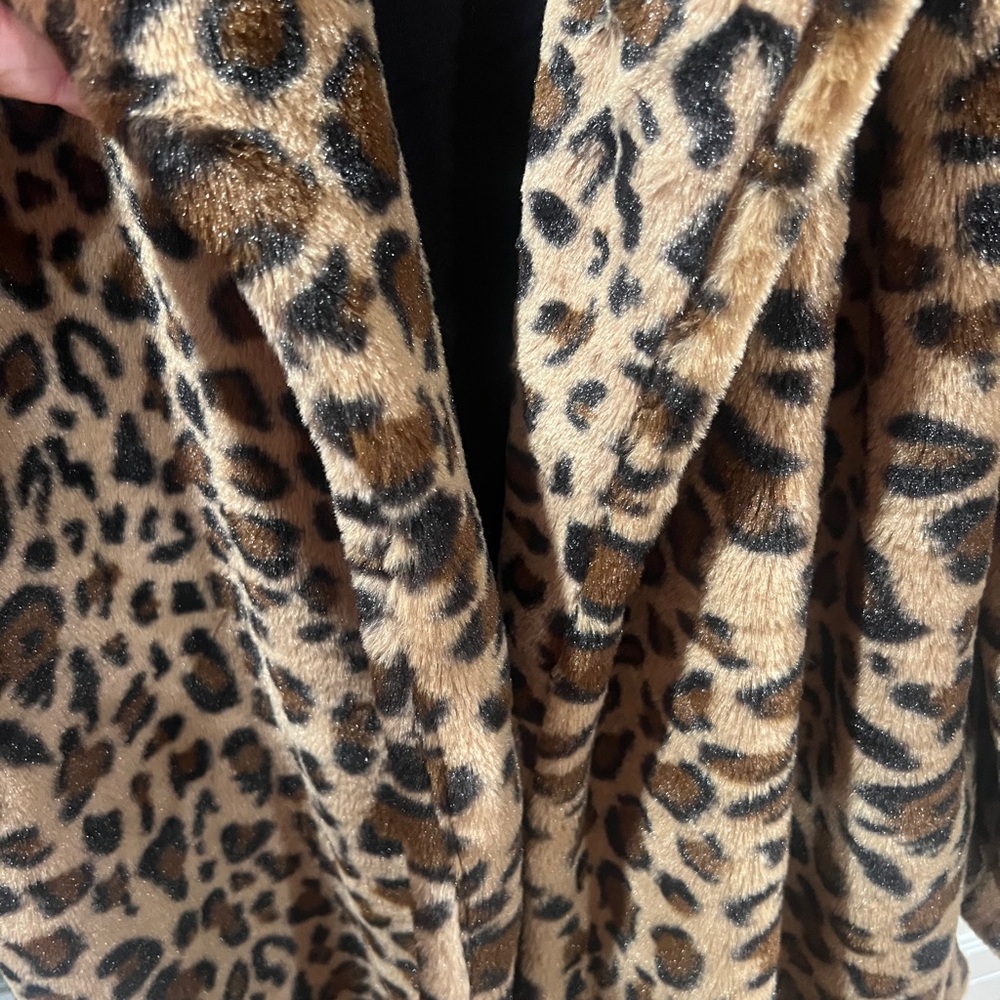 Impressions Tan Leopard Print Teddy Jacket - Picture 10 of 10